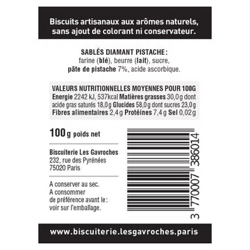 Biscuits sablés à la pistache